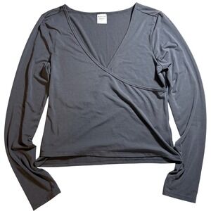 Athleta With Ease Gray Wrap Long-Sleeve Cropped Top Athleisure Yoga Women's M